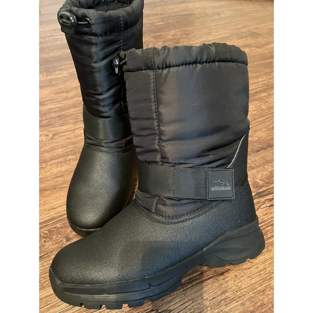 Yislabao Women's Snow/Winter Rubber Boots Size EUR 40 US 7.5-8 Faux Fur Black